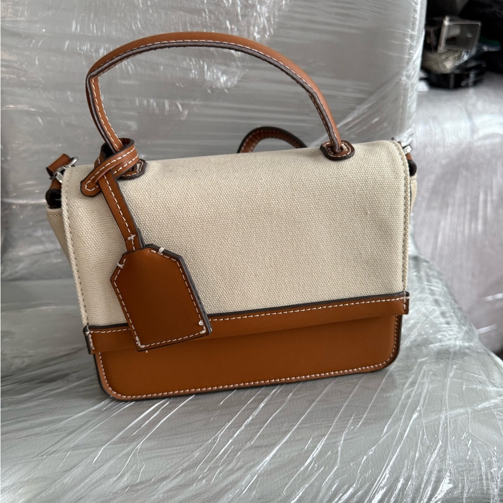ZARA Elegant Cream and Tan Handbag